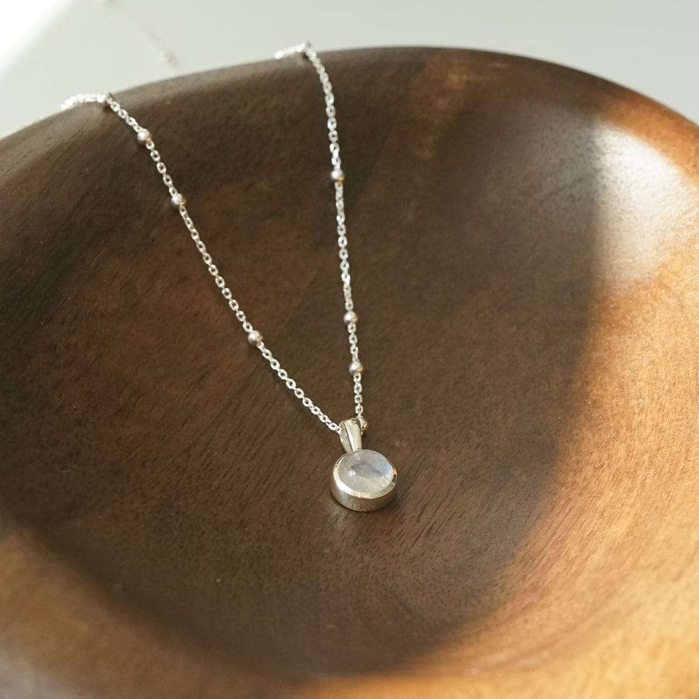 Rainbow Moonstone Healing Stone Necklace - Silver