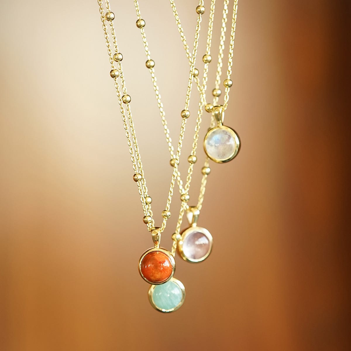 Red Coral Healing Stone Necklace Necklace - Gold