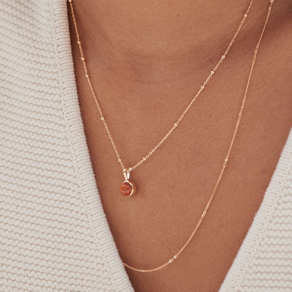 Red Coral Healing Stone Necklace Necklace - Gold
