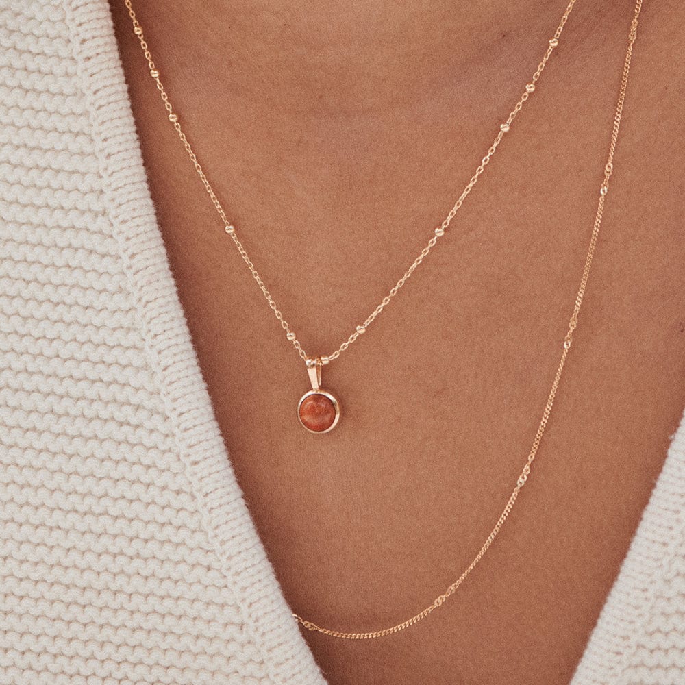 Red Coral Healing Stone Necklace Necklace - Gold