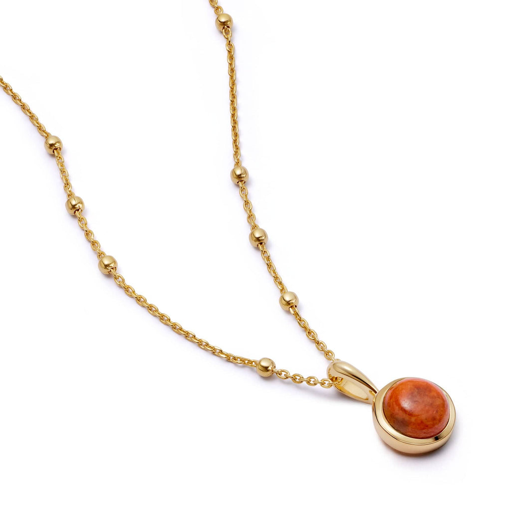 Red Coral Healing Stone Necklace Necklace - Gold