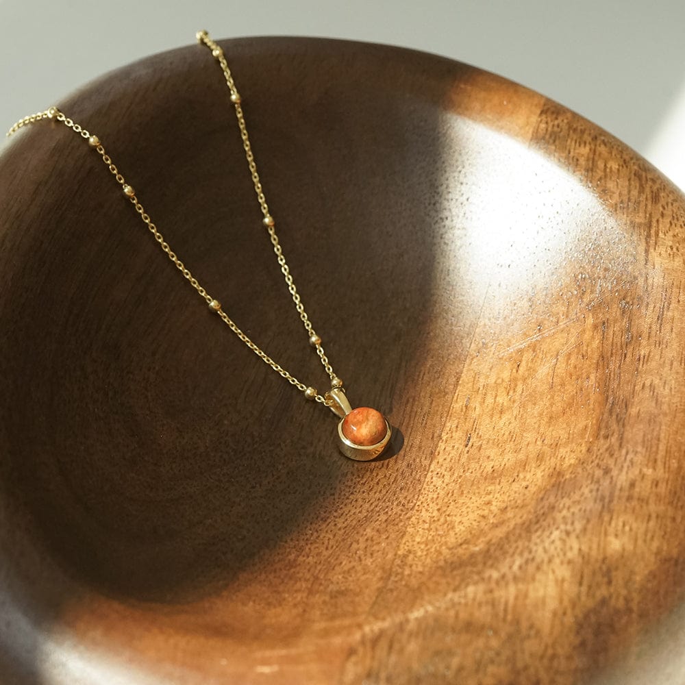 Red Coral Healing Stone Necklace Necklace - Gold