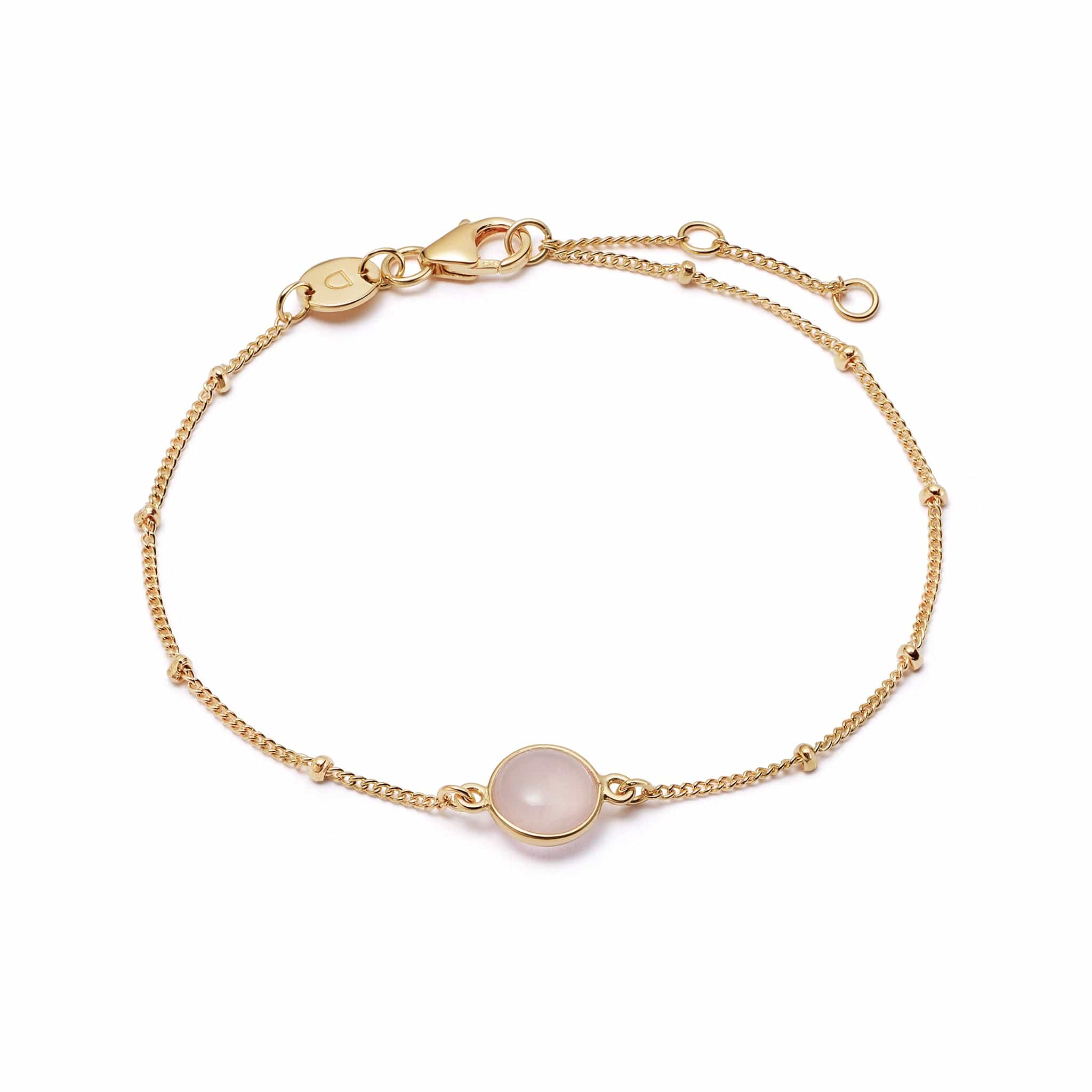 Rose Quartz Healing Stone Bobble Bracelet - Gold