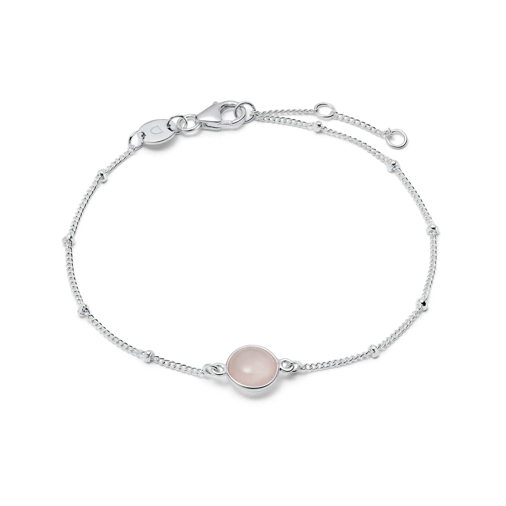 Rose Quartz Healing Stone Bobble Bracelet - Silver