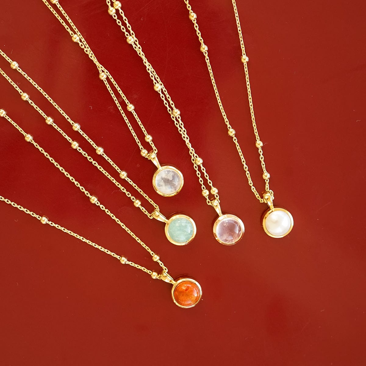 Rose Quartz Healing Stone Necklace - Gold
