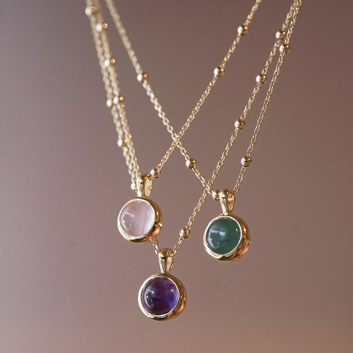 Rose Quartz Healing Stone Necklace - Gold