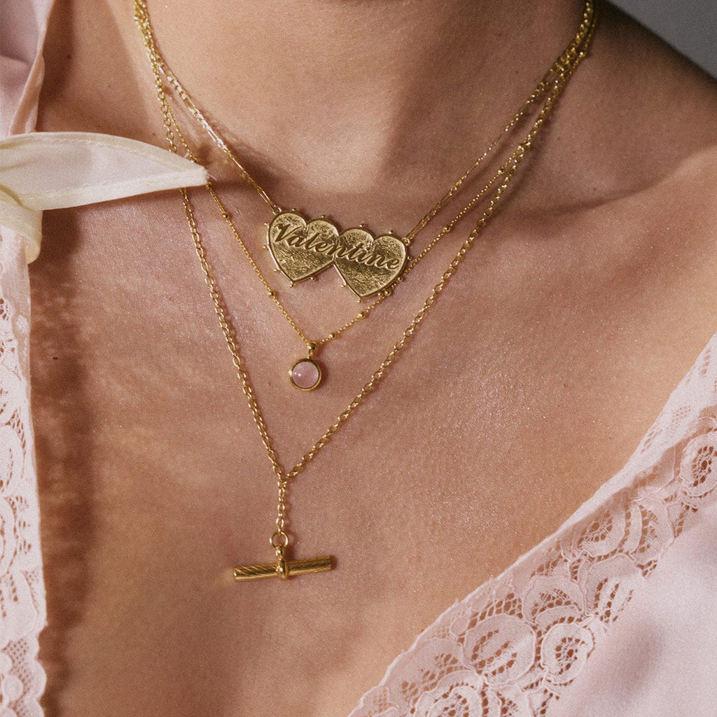 Rose Quartz Healing Stone Necklace - Gold