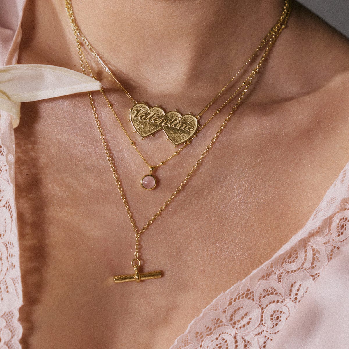 Rose Quartz Healing Stone Necklace - Gold