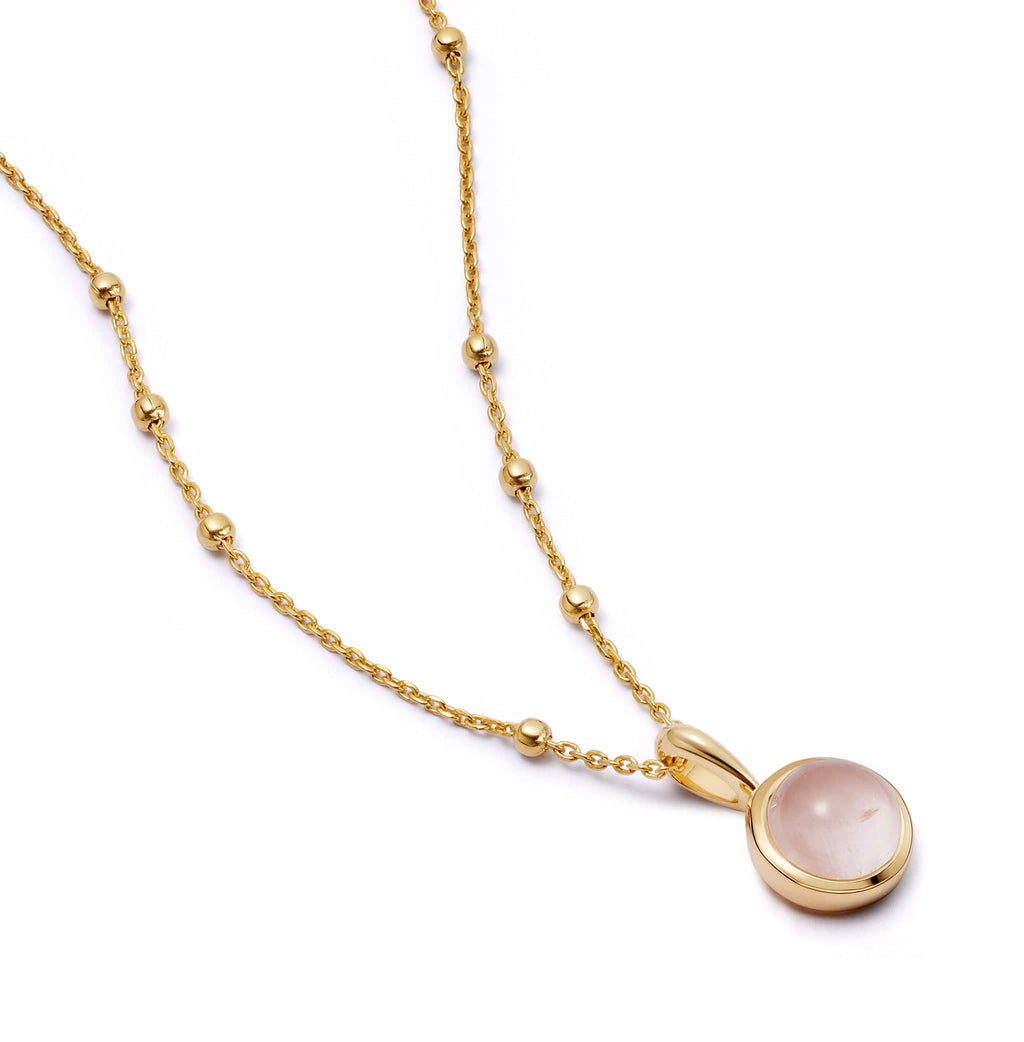 Rose Quartz Healing Stone Necklace - Gold