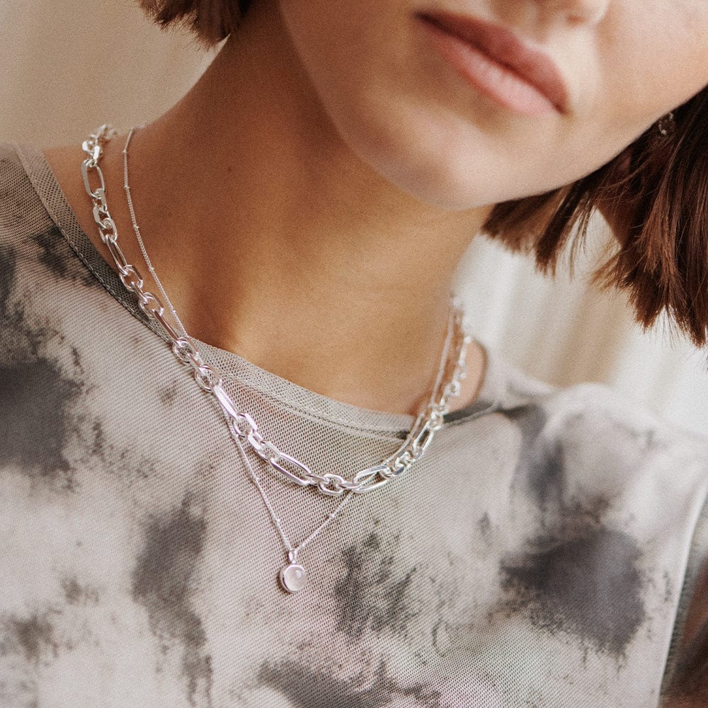 Rose Quartz Healing Stone Necklace - Silver