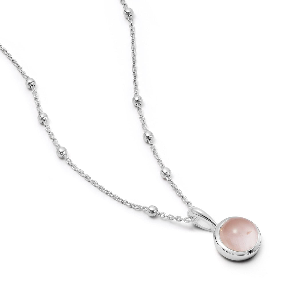 Rose Quartz Healing Stone Necklace - Silver