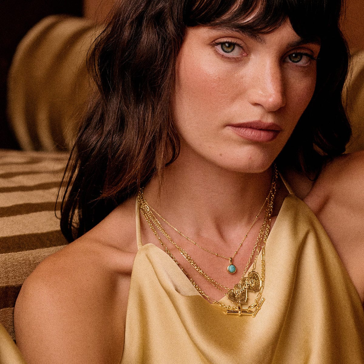 Turquoise Healing Stone Necklace Necklace - Gold