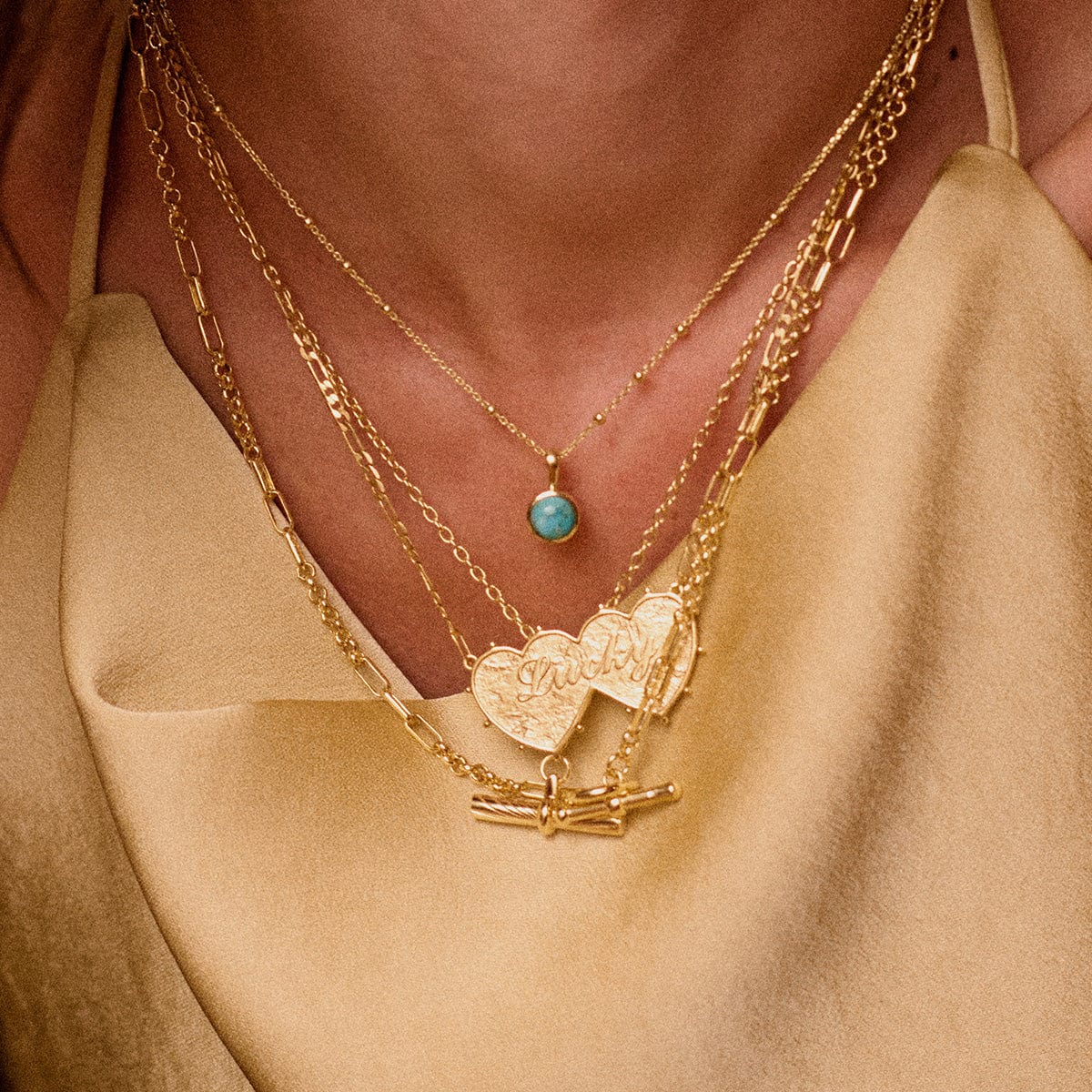 Turquoise Healing Stone Necklace Necklace - Gold
