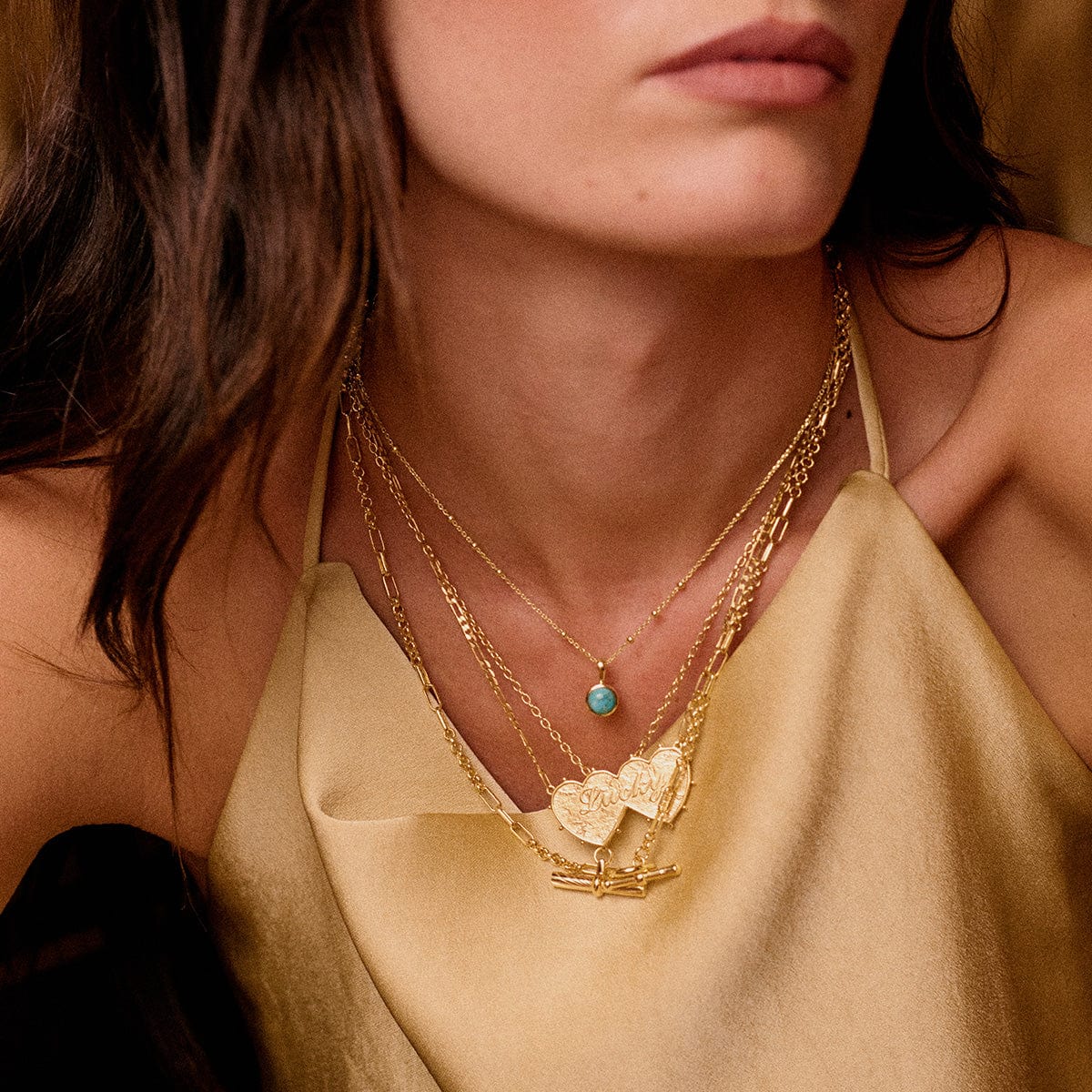 Turquoise Healing Stone Necklace Necklace - Gold