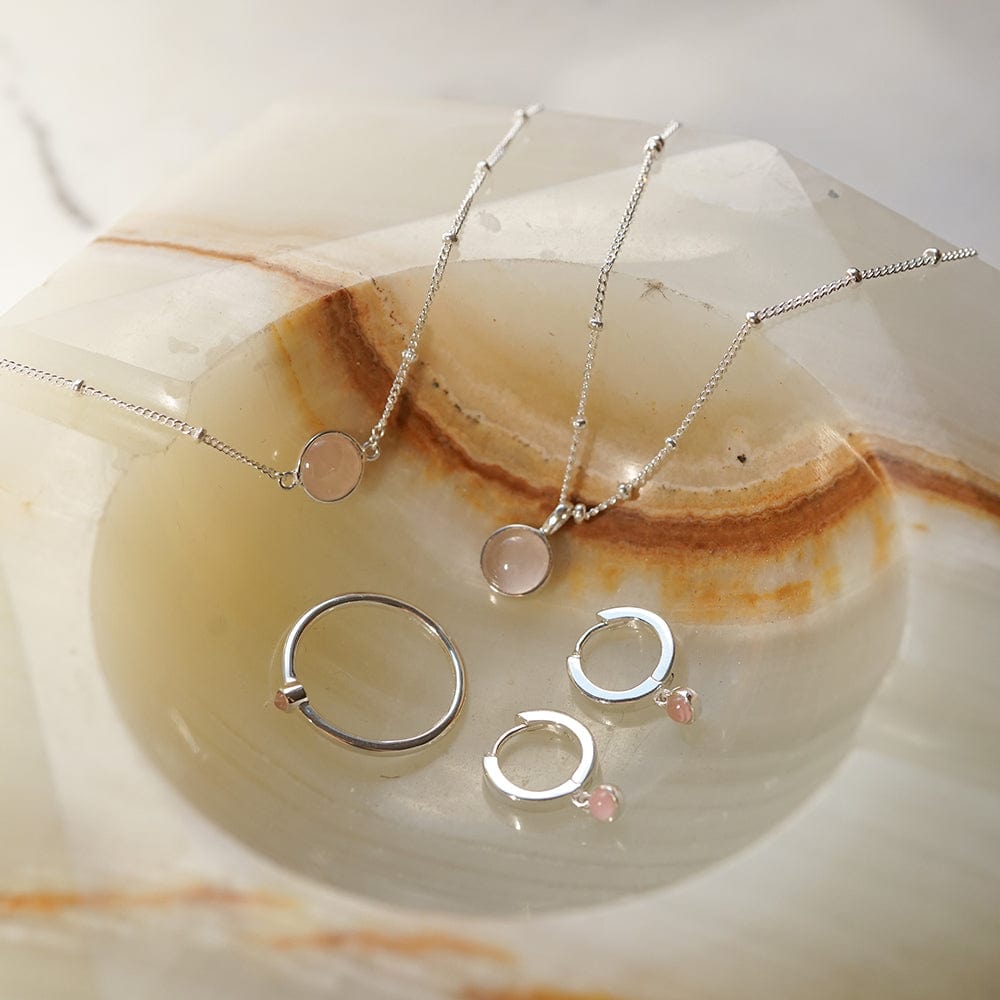 Rose Quartz Healing Stone Necklace - Silver