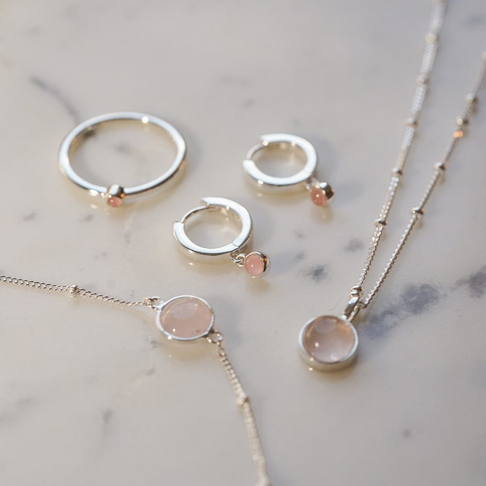Rose Quartz Healing Stone Necklace - Silver